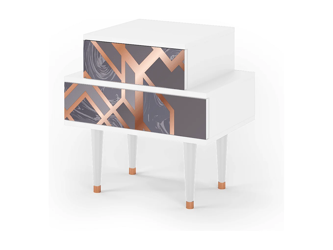 Table de nuit - 58х58х41 cm - NS1 - Taupe Anatomy, Blanc