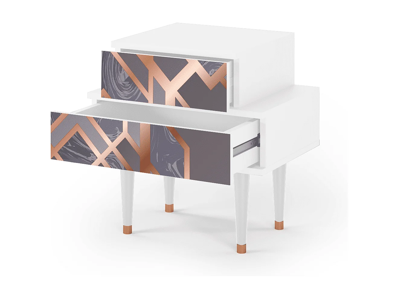 Table de nuit - 58х58х41 cm - NS1 - Taupe Anatomy, Blanc