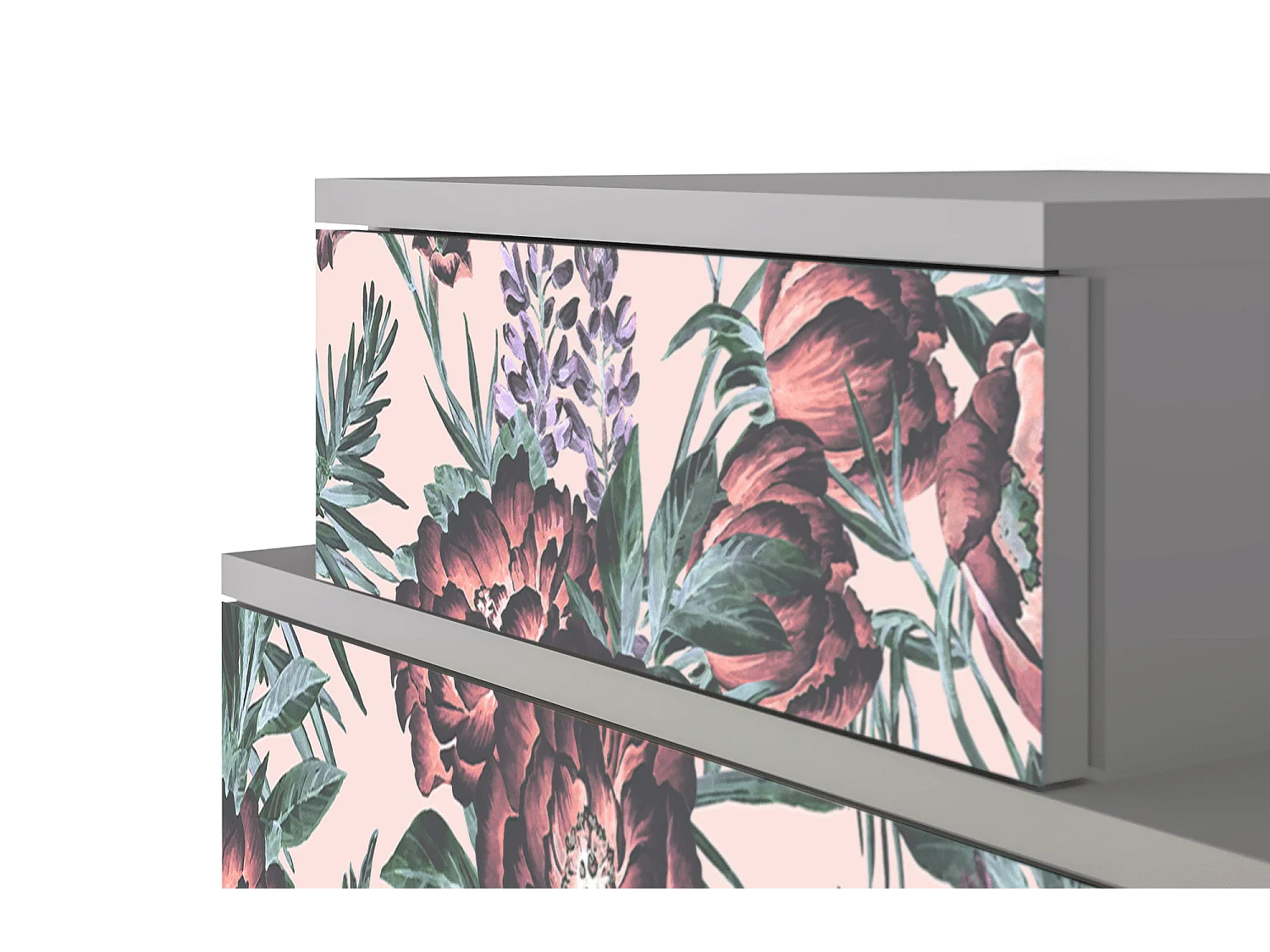 Table de nuit - 58х58х41 cm - NS1 - Peach Peonies, Gris