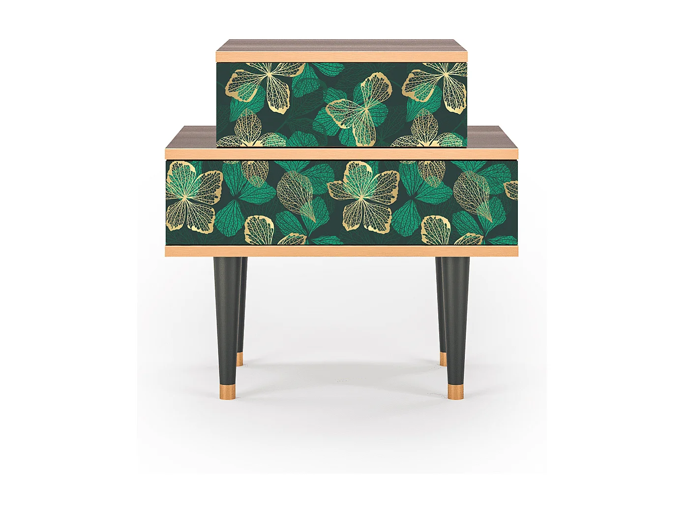 Stolik nocny - 58х58х41 cm - NS1 - Green Flower, Orzech