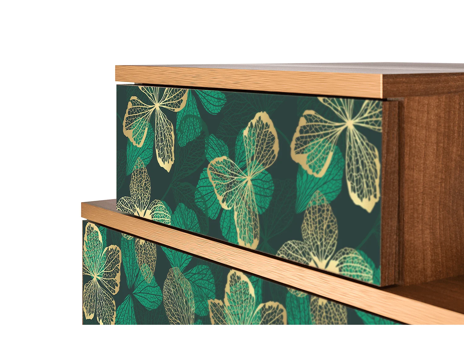 Stolik nocny - 58х58х41 cm - NS1 - Green Flower, Orzech