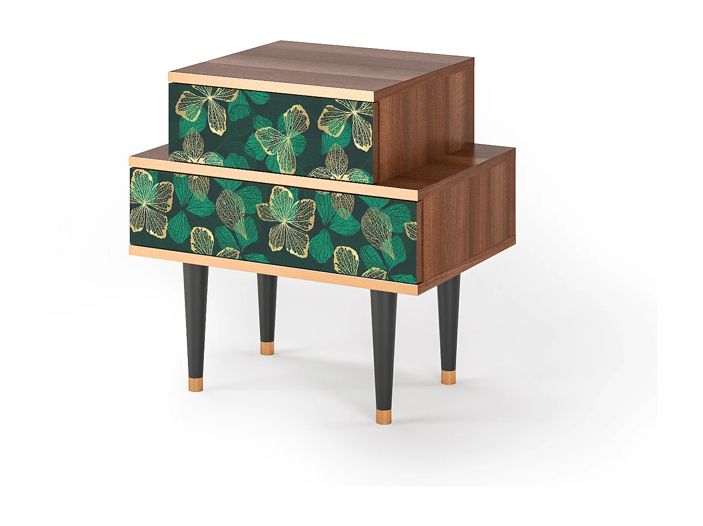 Table de nuit - 58х58х41 cm - NS1 - Green Flower, Noyer