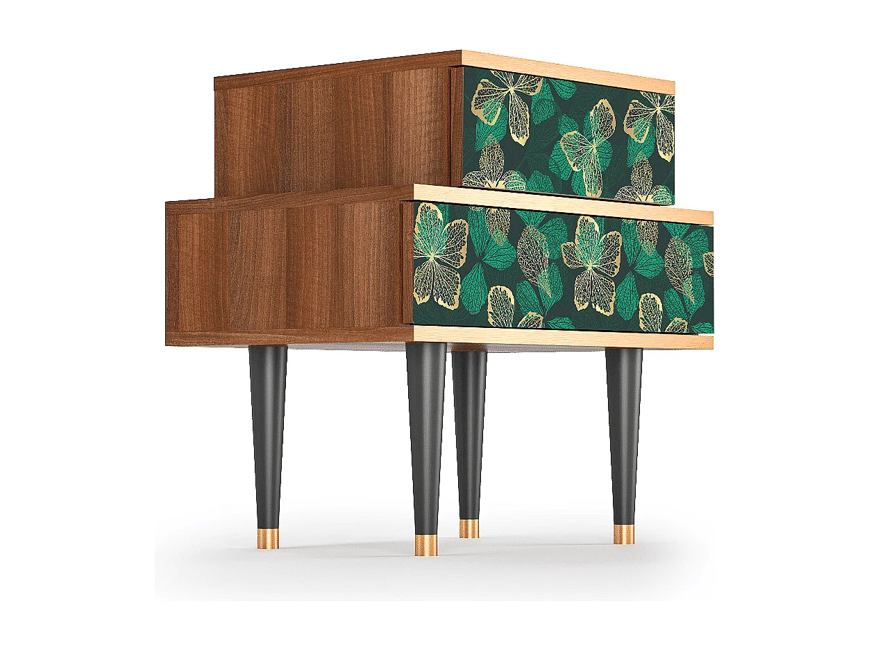 Table de nuit - 58х58х41 cm - NS1 - Green Flower, Noyer
