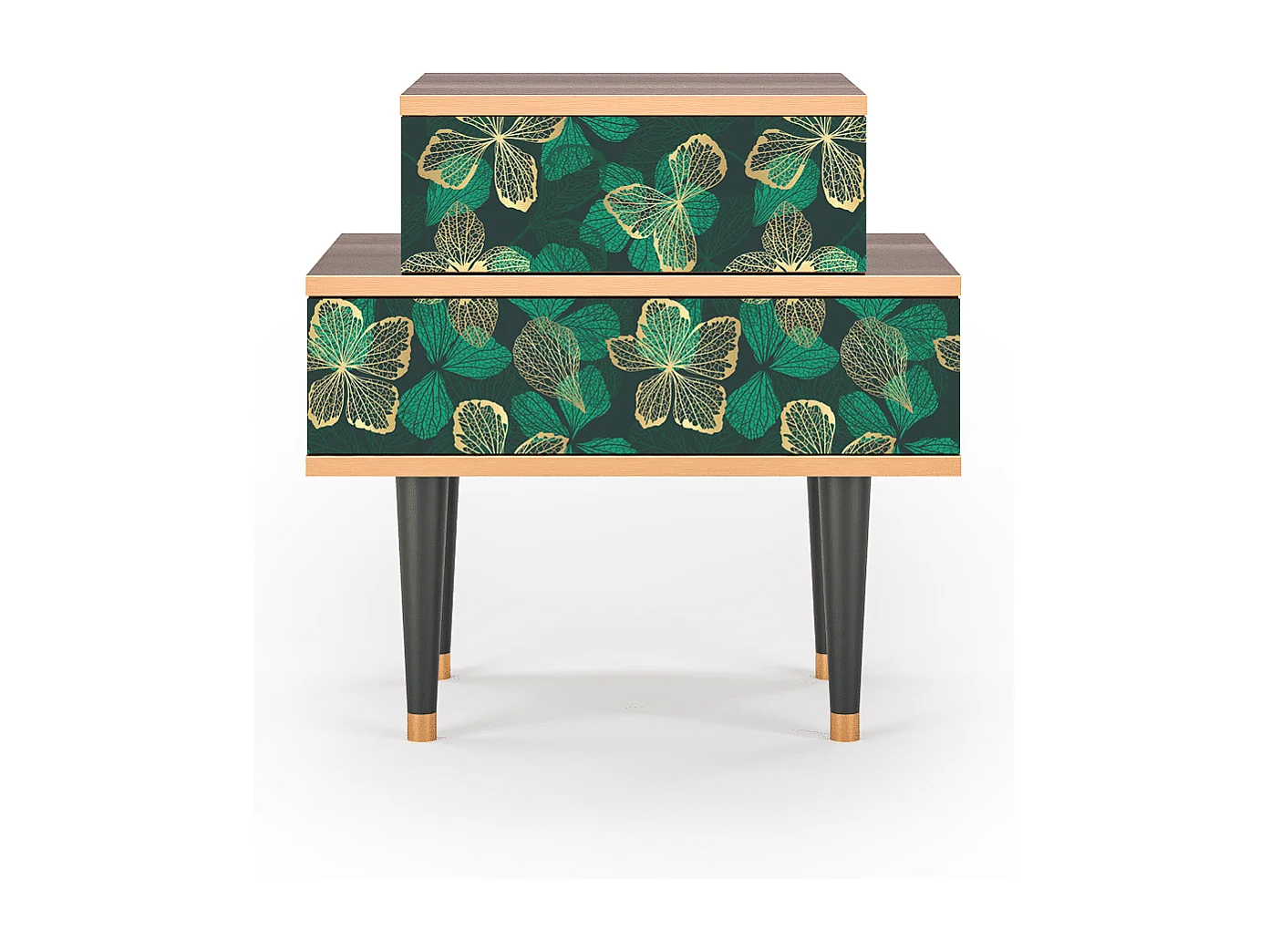 Stolik nocny - 58х58х41 cm - NS1 - Green Flower, Orzech