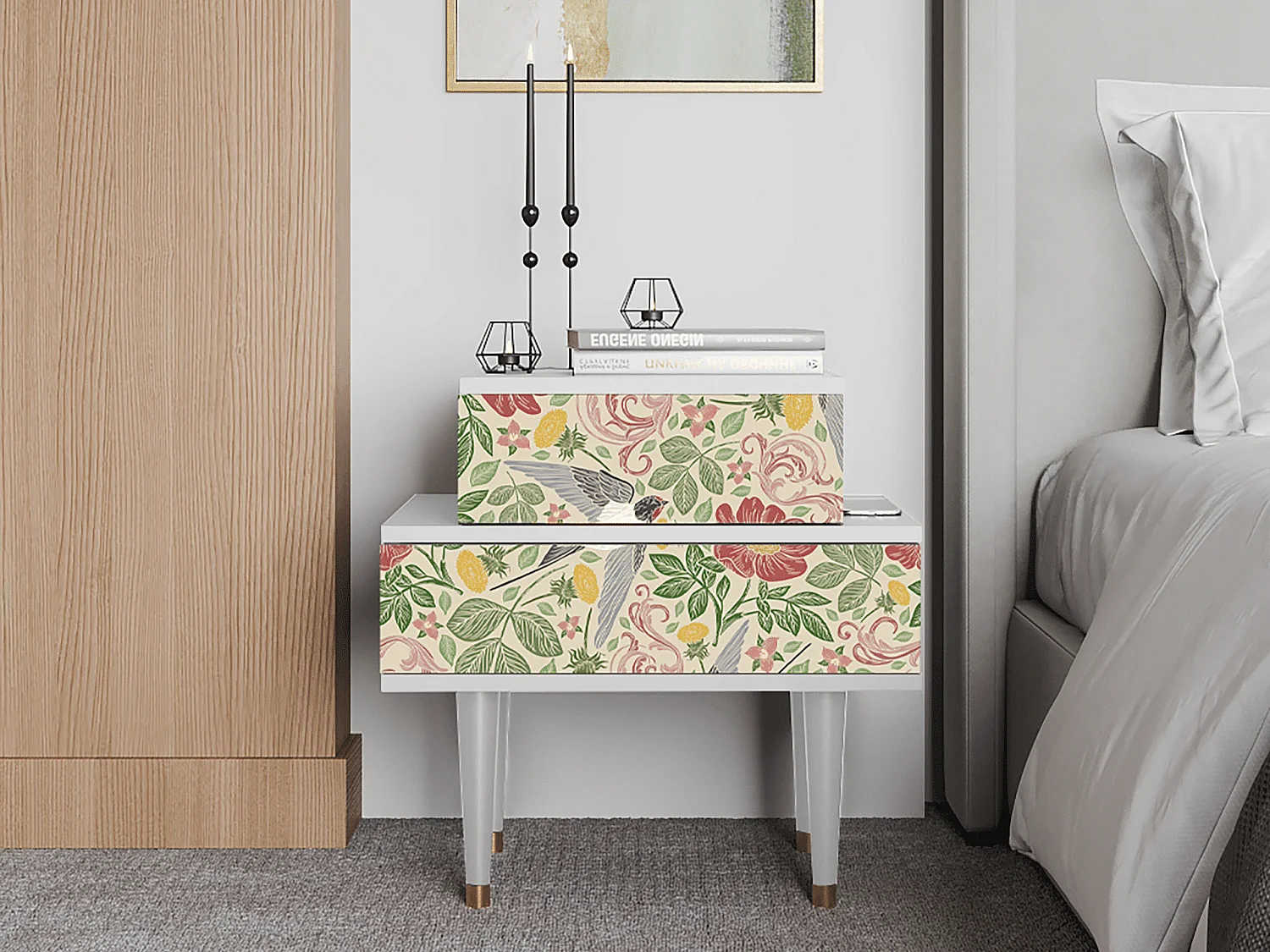 Criado-mudo - 58х58х41 cm - NS1 - Spring Swallow, Branco