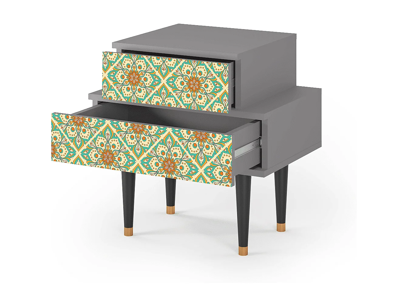 Table de nuit - 58х58х41 cm - NS1 - Hindu Daisy, Gris