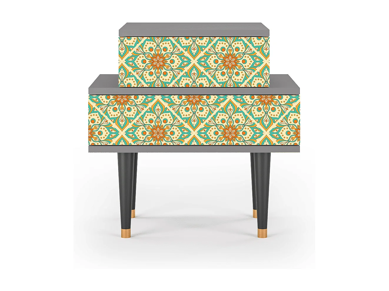 Table de nuit - 58х58х41 cm - NS1 - Hindu Daisy, Gris