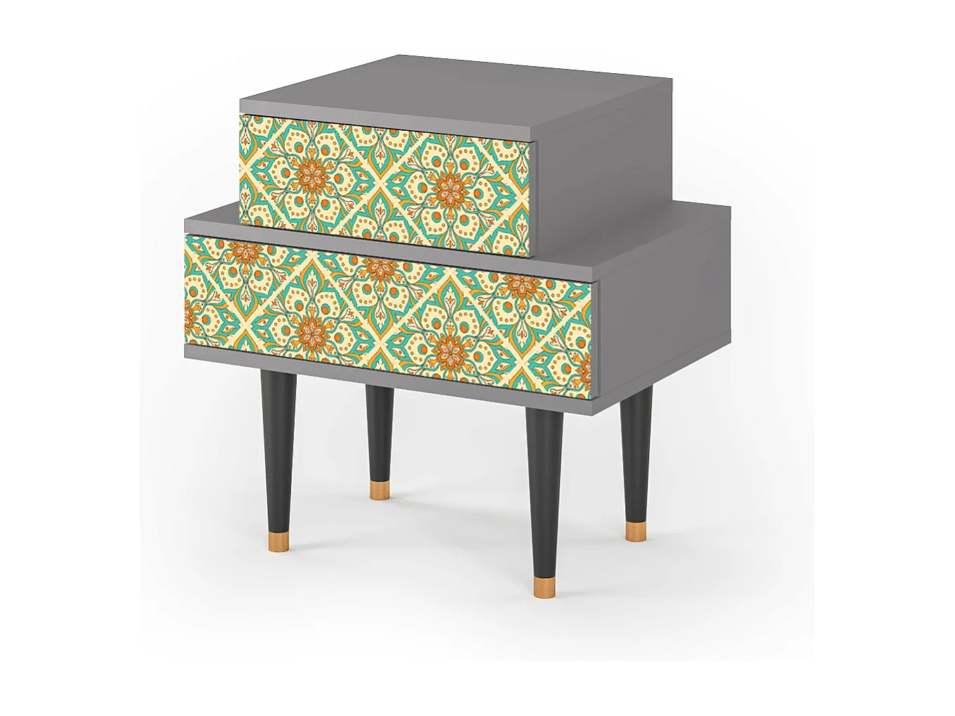 Table de nuit - 58х58х41 cm - NS1 - Hindu Daisy, Gris