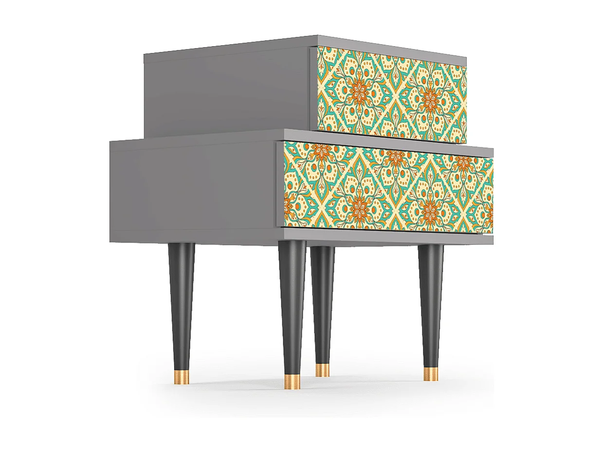 Table de nuit - 58х58х41 cm - NS1 - Hindu Daisy, Gris