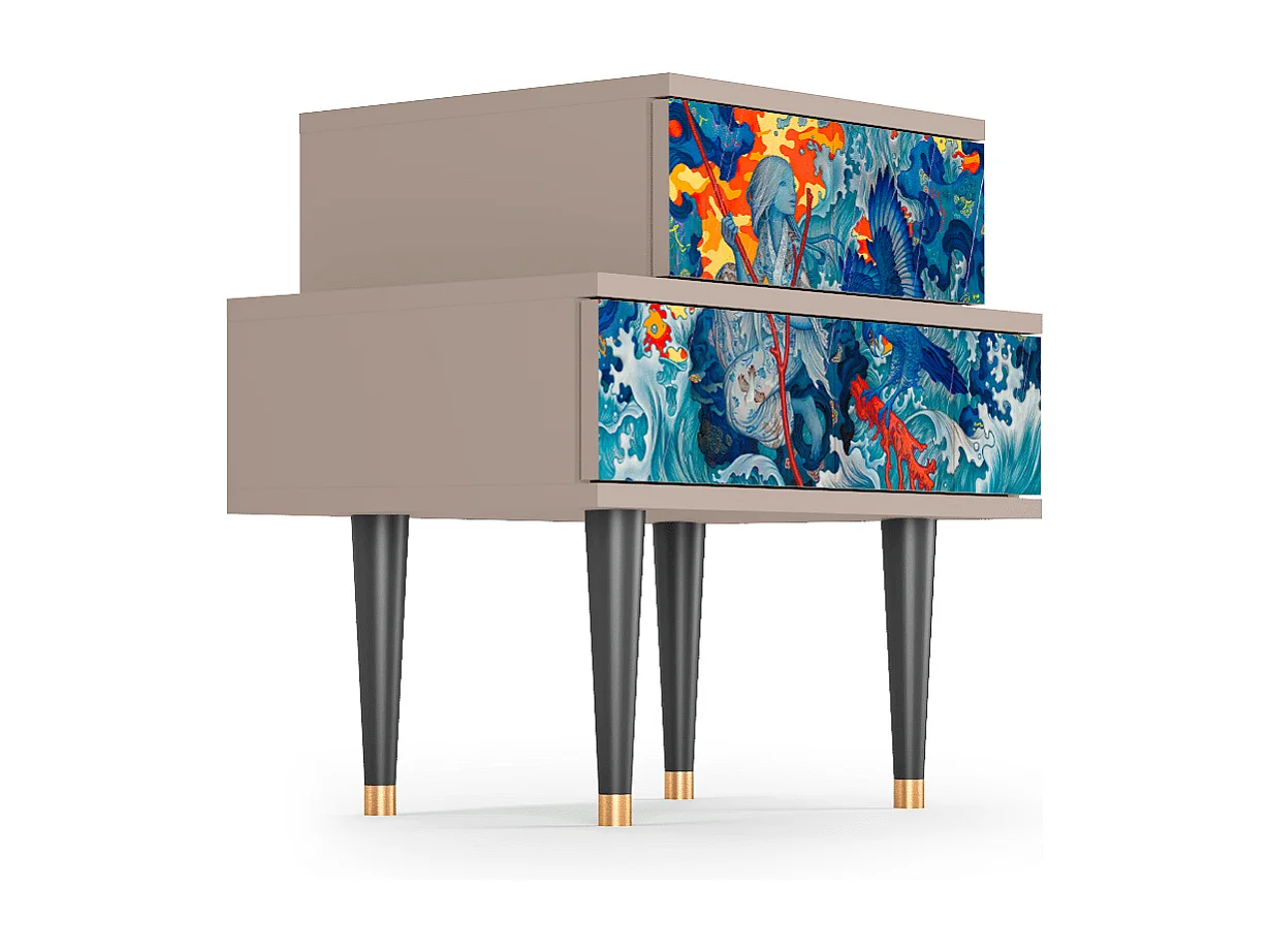 Nachtkastje - 58х58х41 cm - NS1 - The Girl - James Jean, Latte