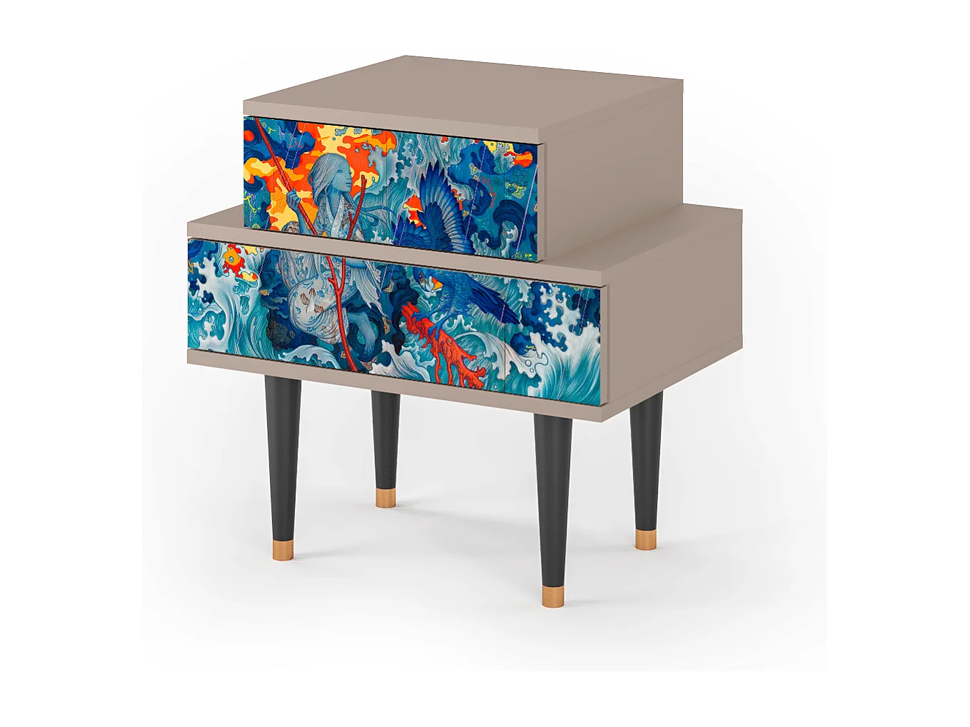 Table de nuit - 58х58х41 cm - NS1 - The Girl - James Jean, Latte