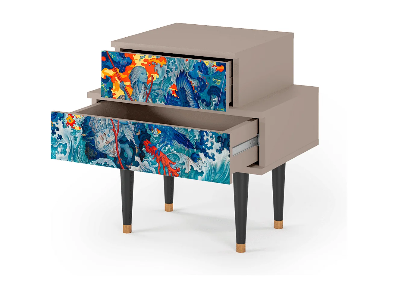 Table de nuit - 58х58х41 cm - NS1 - The Girl - James Jean, Latte