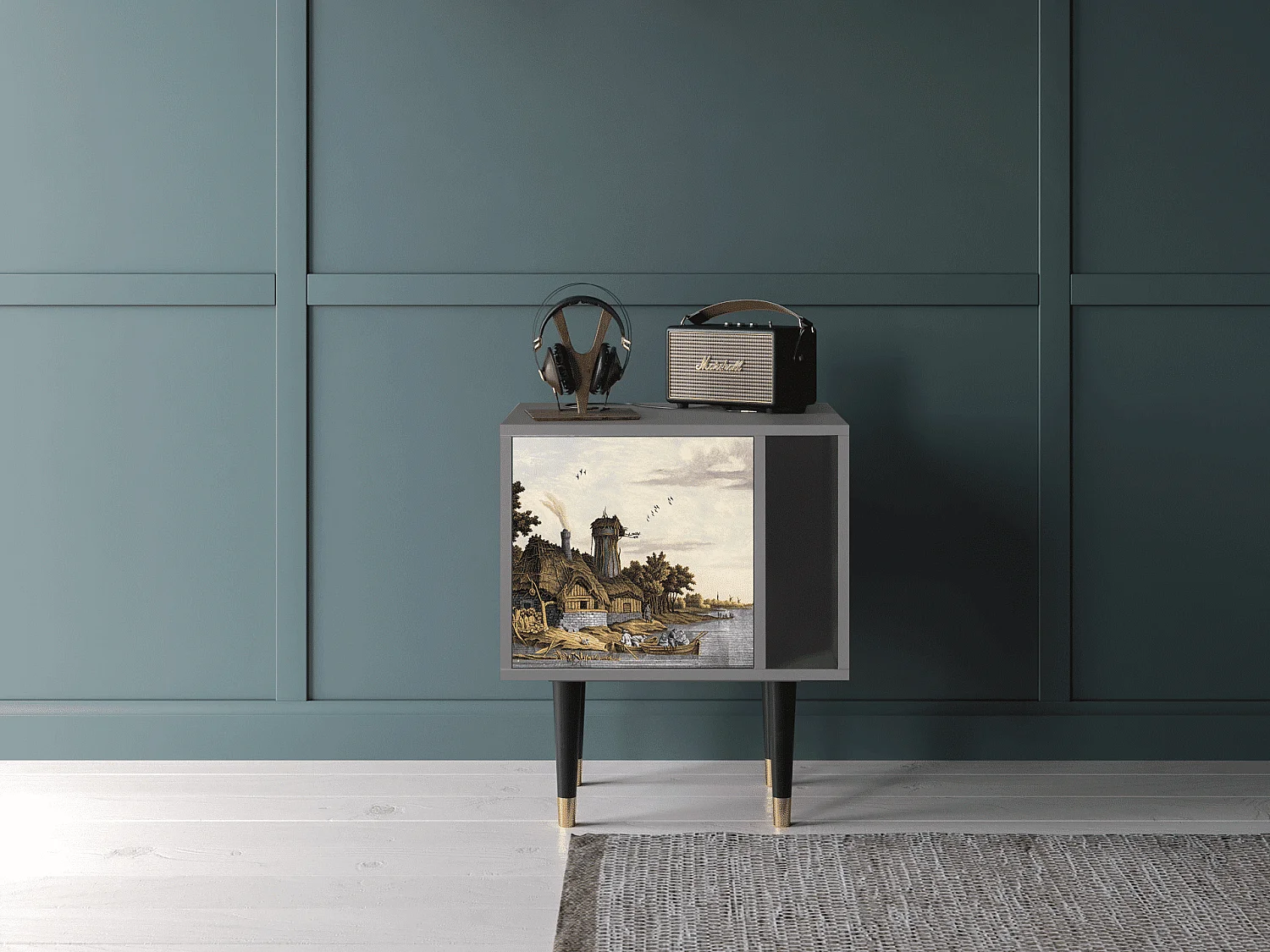 Criado-mudo - 57х69х48 cm - S2 - Mill along a River, Cinza