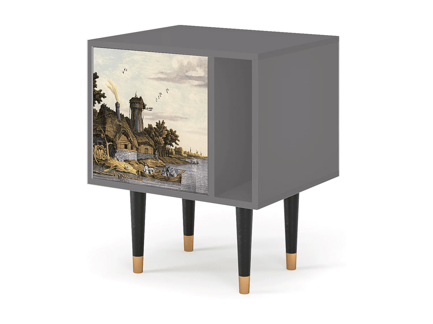 Criado-mudo - 57х69х48 cm - S2 - Mill along a River, Cinza