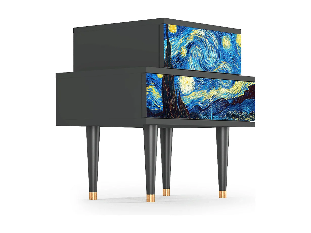 Table de nuit - 58х58х41 cm - NS1 - The Starry Night  , Anthracite