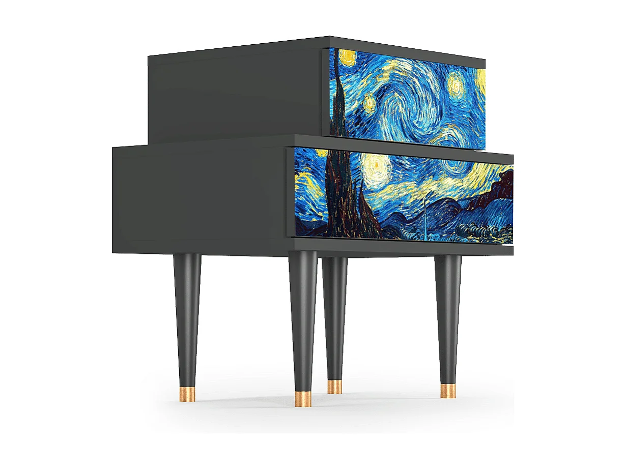 Table de nuit - 58х58х41 cm - NS1 - The Starry Night  , Anthracite