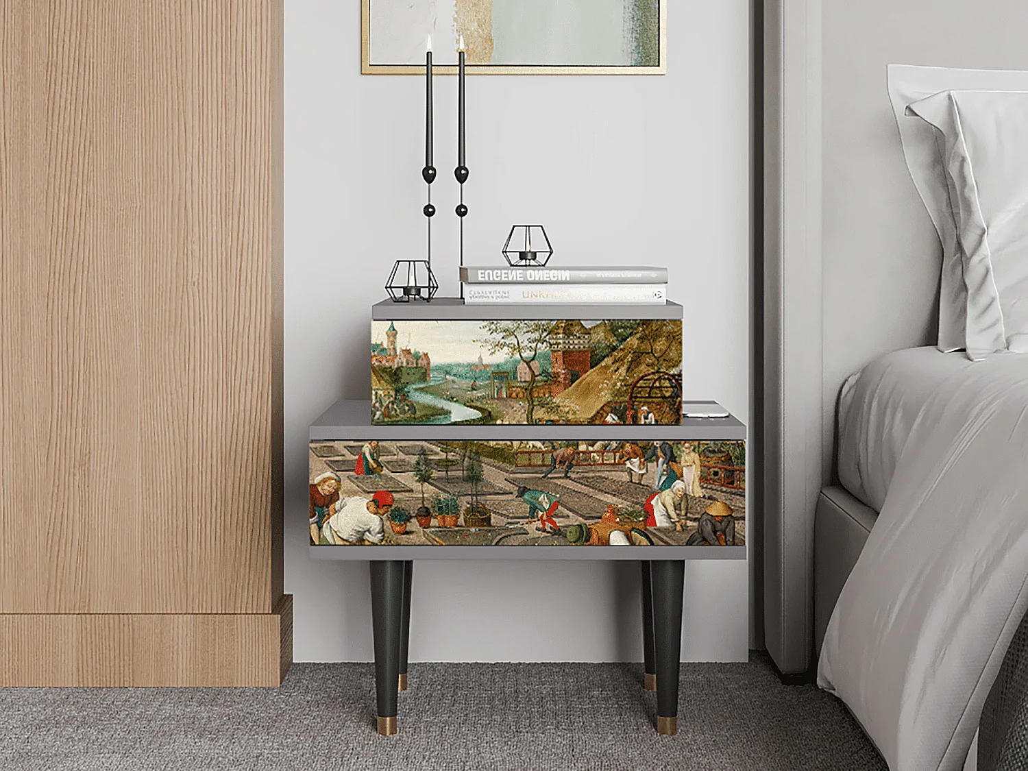 Comodino - 58х58х41 cm - NS1 - The Younger - Spring, Grigio