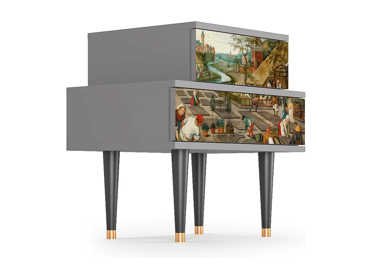 Comodino - 58х58х41 cm - NS1 - The Younger - Spring, Grigio