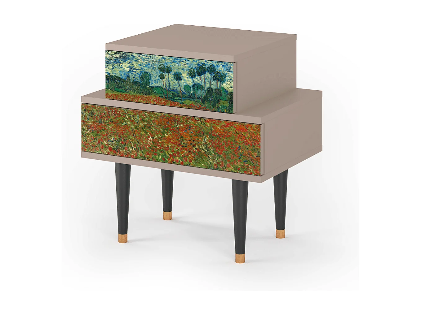 Nachtkastje - 58х58х41 cm - NS1 - Poppy field by van Gogh, Latte