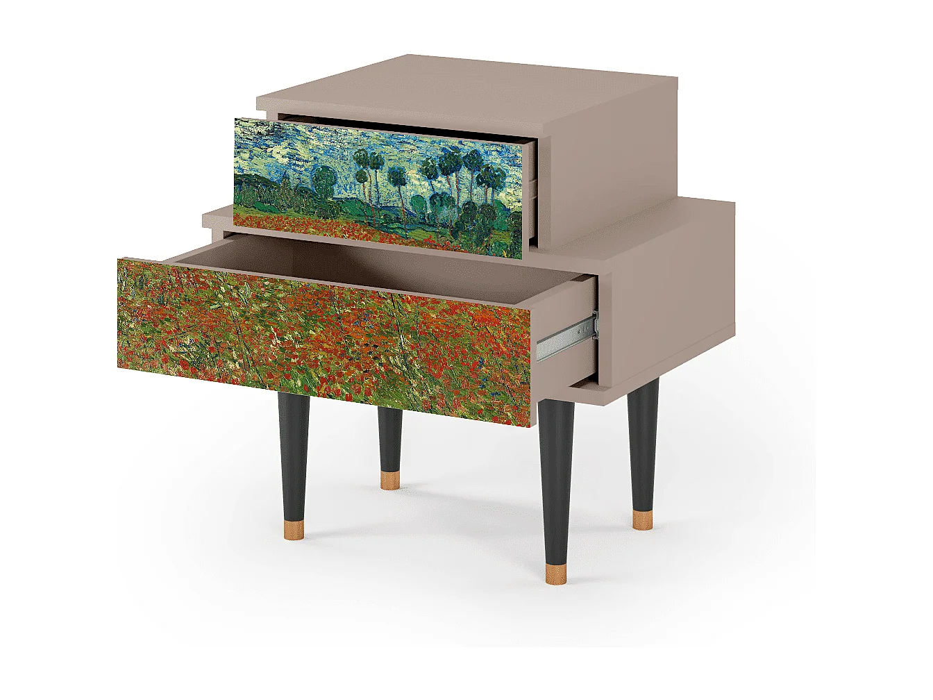 Nachtkastje - 58х58х41 cm - NS1 - Poppy field by van Gogh, Latte