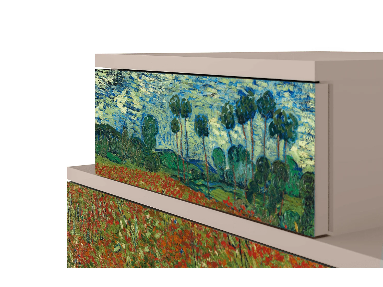 Table de nuit - 58х58х41 cm - NS1 - Poppy field by van Gogh, Latte