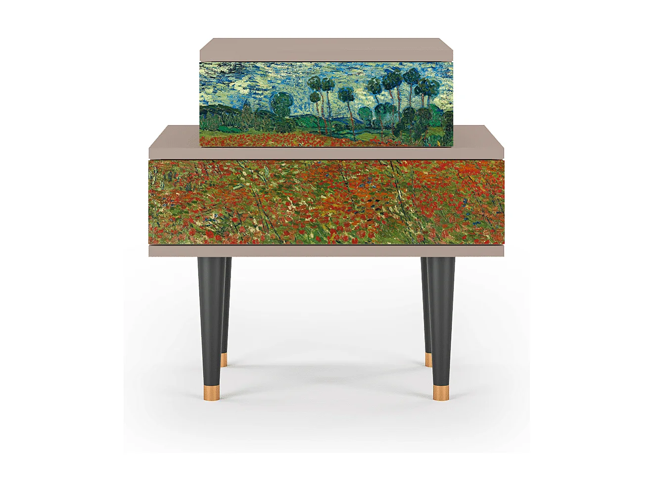 Table de nuit - 58х58х41 cm - NS1 - Poppy field by van Gogh, Latte