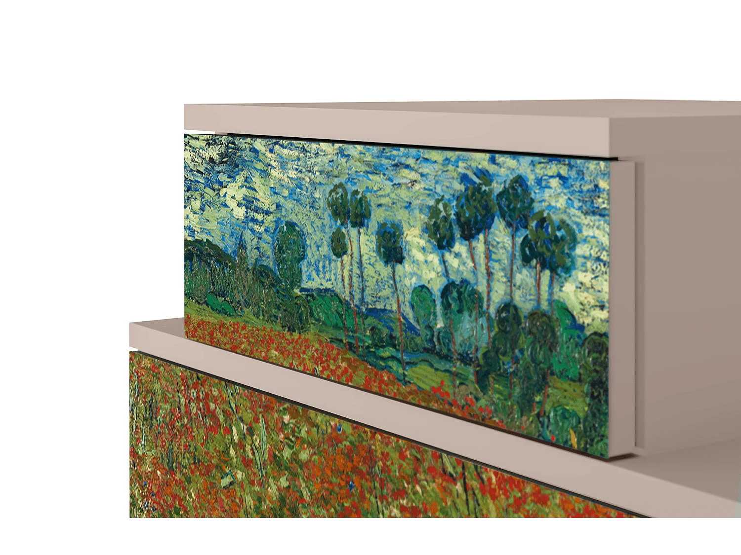 Table de nuit - 58х58х41 cm - NS1 - Poppy field by van Gogh, Latte
