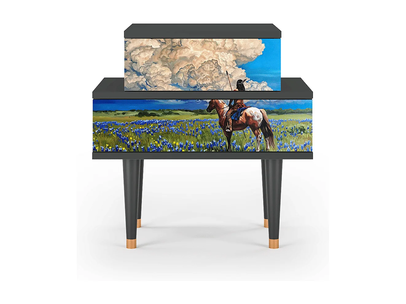 Stolik nocny - 58х58х41 cm - NS1 - Thunderheads by Dean, Antracyt