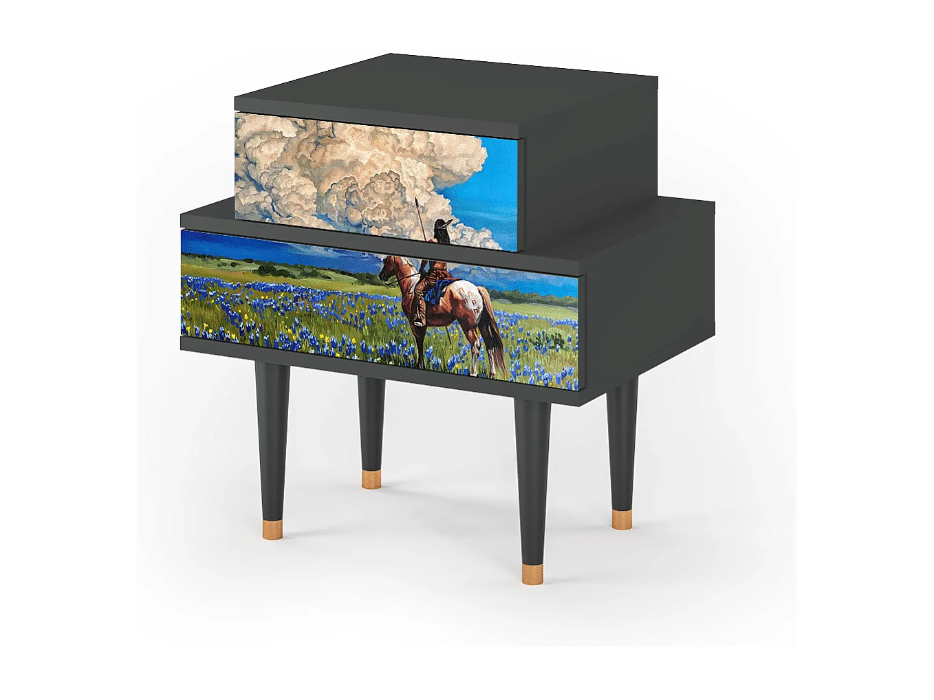 Stolik nocny - 58х58х41 cm - NS1 - Thunderheads by Dean, Antracyt