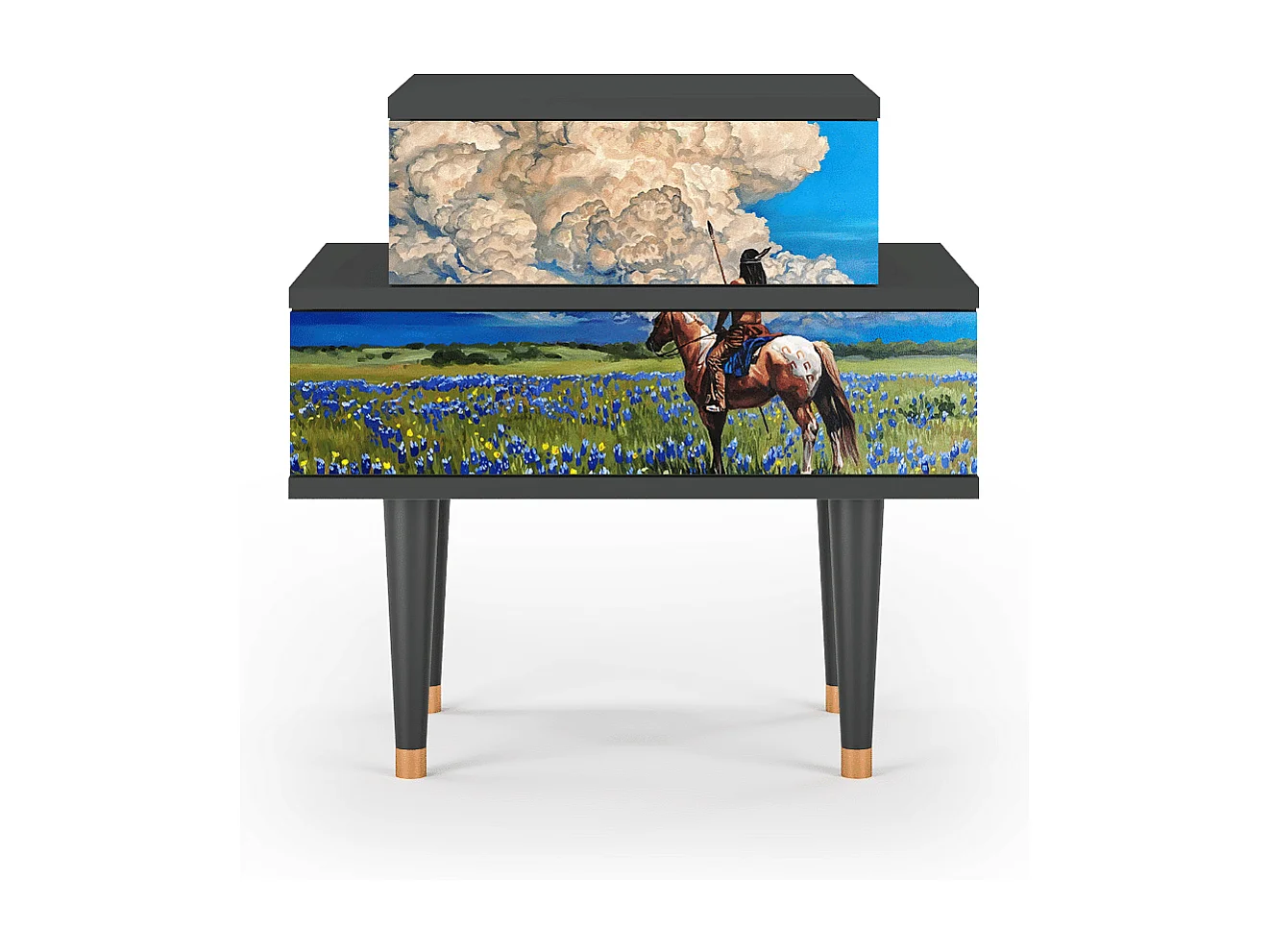 Stolik nocny - 58х58х41 cm - NS1 - Thunderheads by Dean, Antracyt