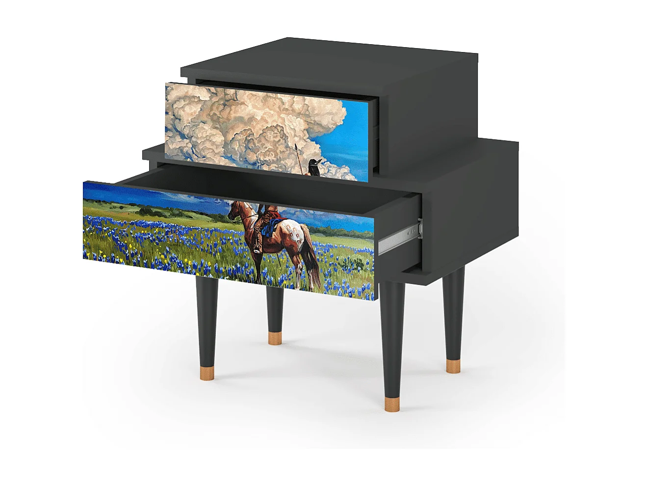 Stolik nocny - 58х58х41 cm - NS1 - Thunderheads by Dean, Antracyt