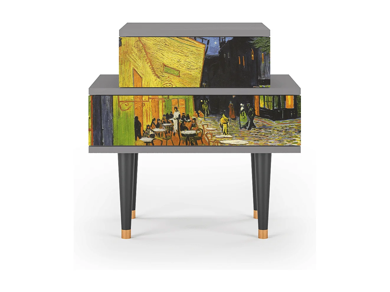 Stolik nocny - 58х58х41 cm - NS1 - Café Terrace at Night, Szary