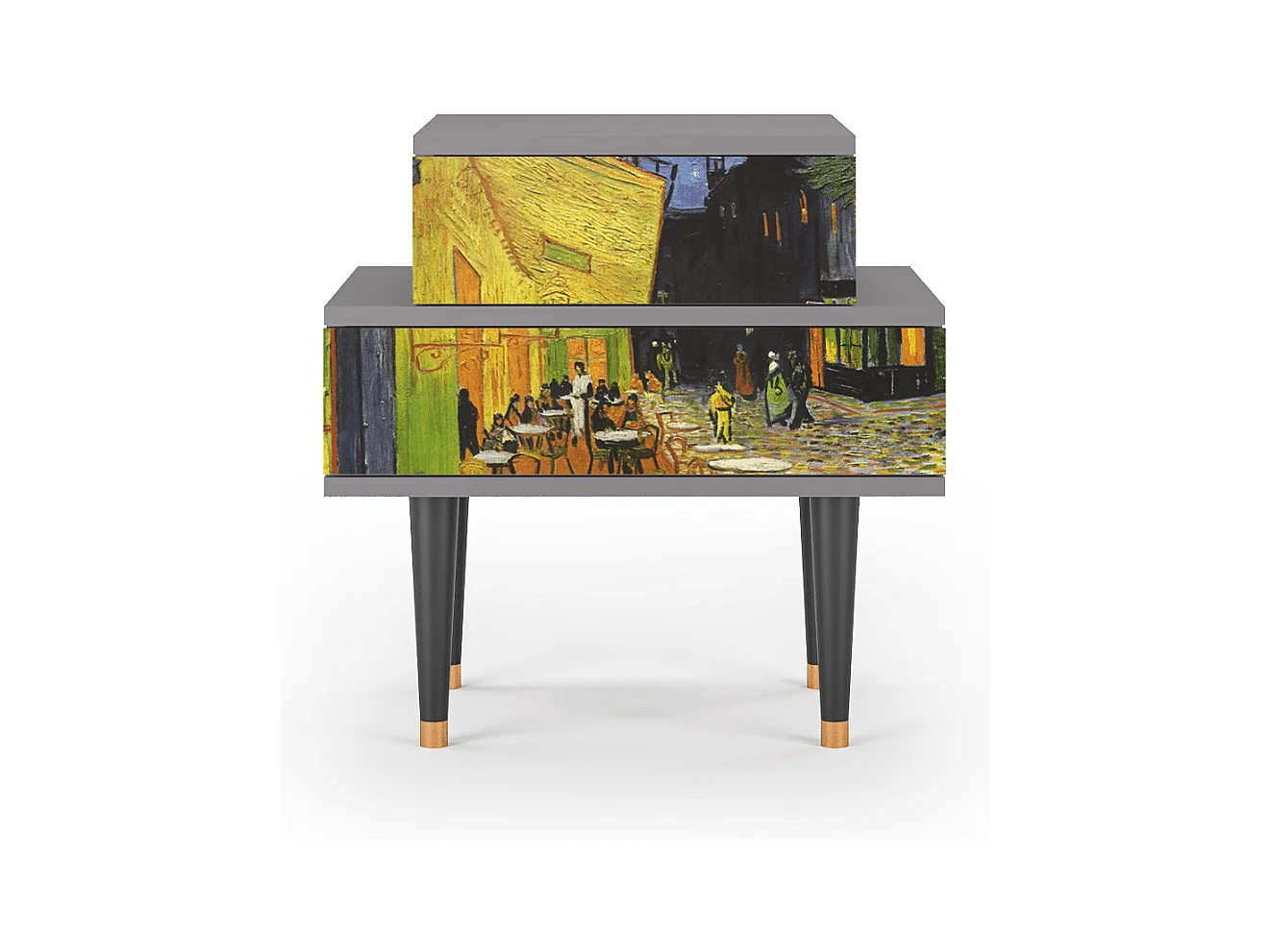 Mesita de noche - 58х58х41 cm - NS1 - Café Terrace at Night, Gris