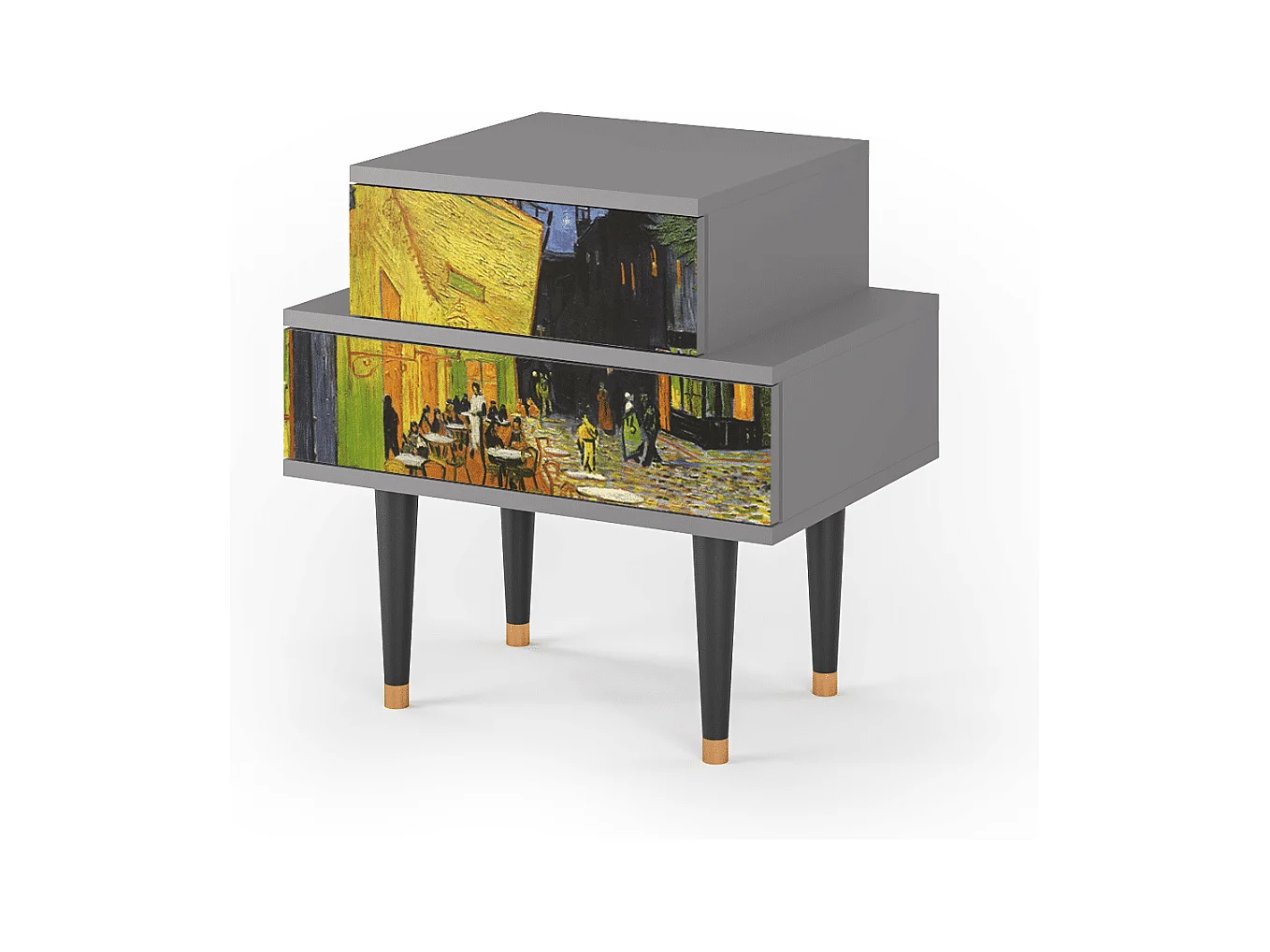 Mesita de noche - 58х58х41 cm - NS1 - Café Terrace at Night, Gris