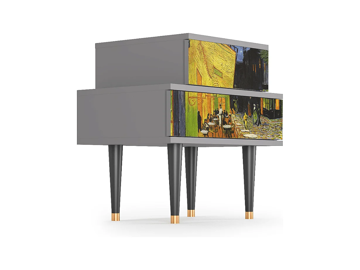 Mesita de noche - 58х58х41 cm - NS1 - Café Terrace at Night, Gris