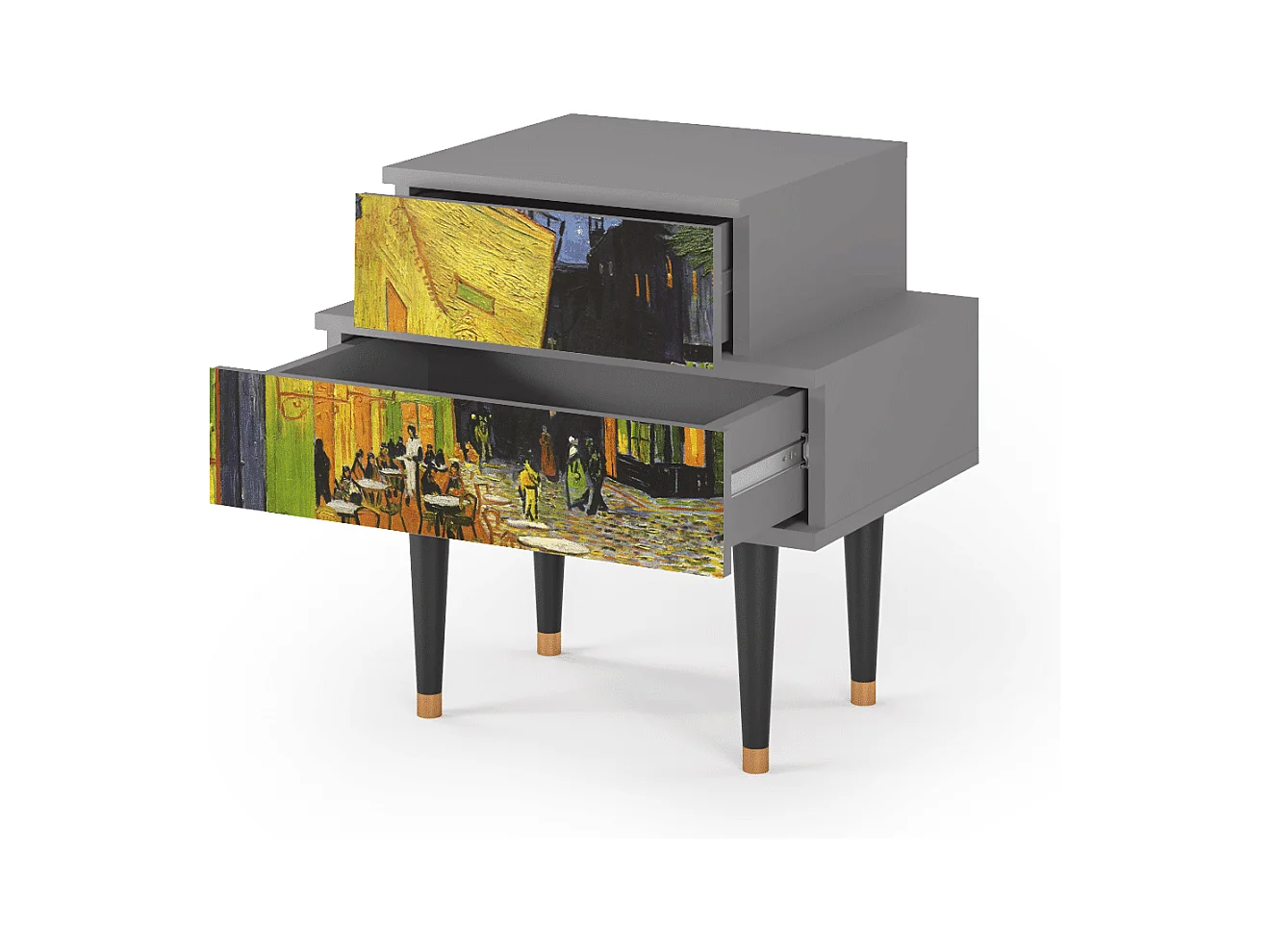 Mesita de noche - 58х58х41 cm - NS1 - Café Terrace at Night, Gris