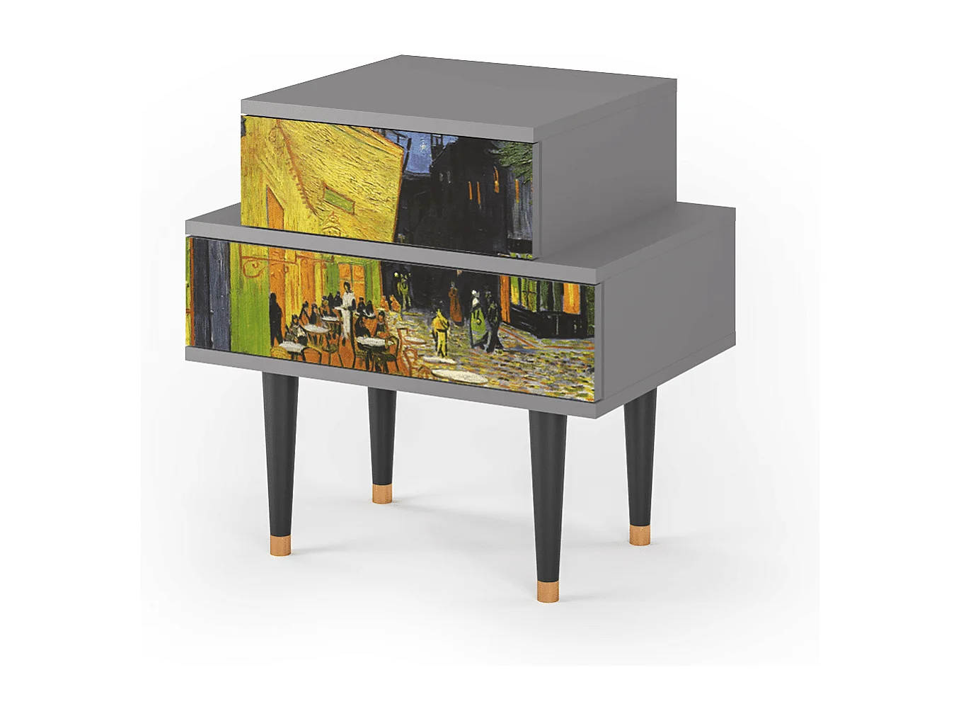 Table de nuit - 58х58х41 cm - NS1 - Café Terrace at Night, Gris