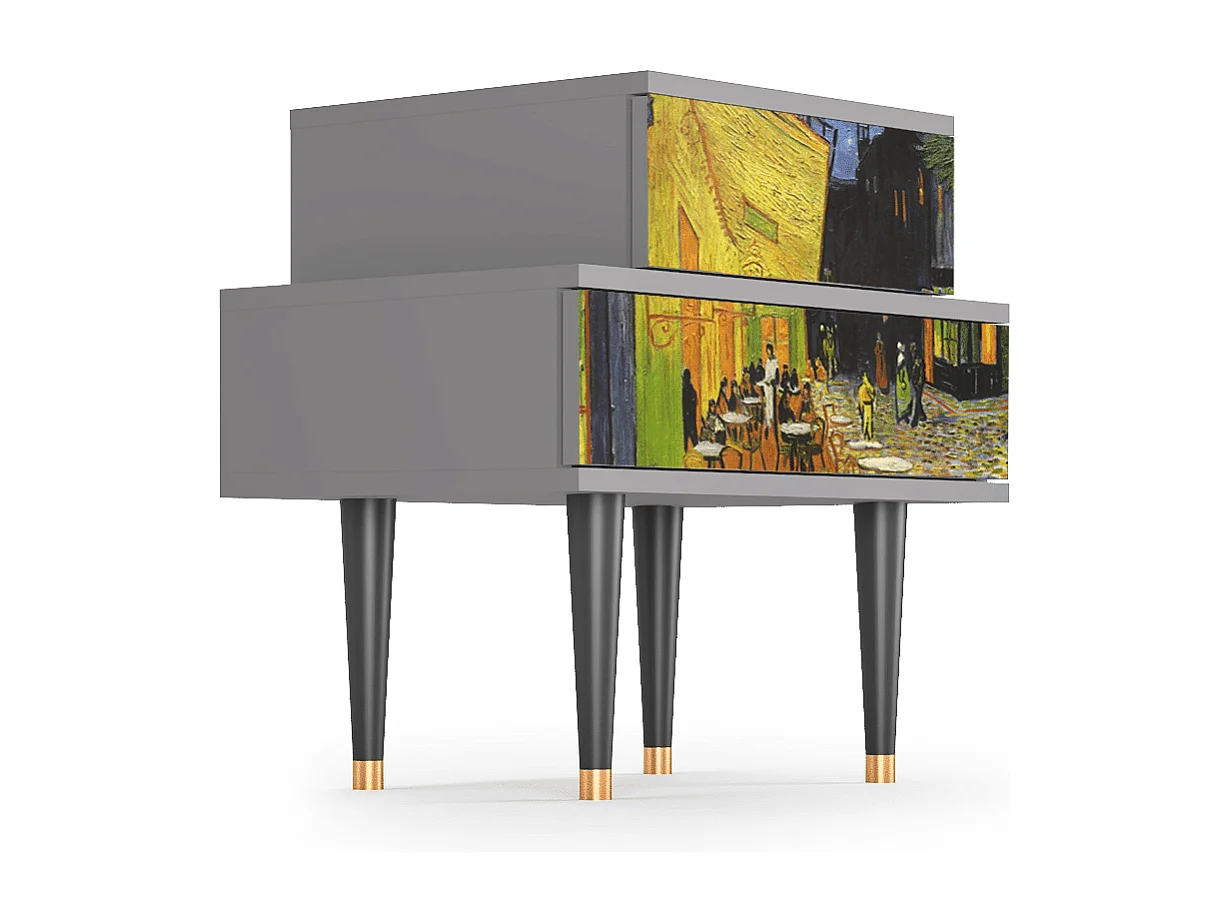 Table de nuit - 58х58х41 cm - NS1 - Café Terrace at Night, Gris