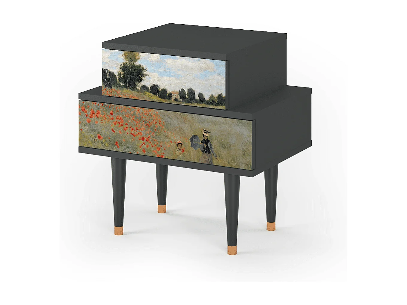 Table de nuit - 58х58х41 cm - NS1 - The Poppy Field   , Anthracite
