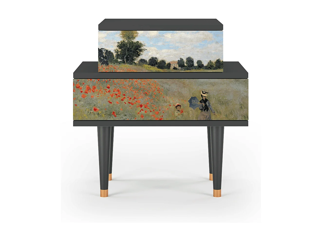 Table de nuit - 58х58х41 cm - NS1 - The Poppy Field   , Anthracite