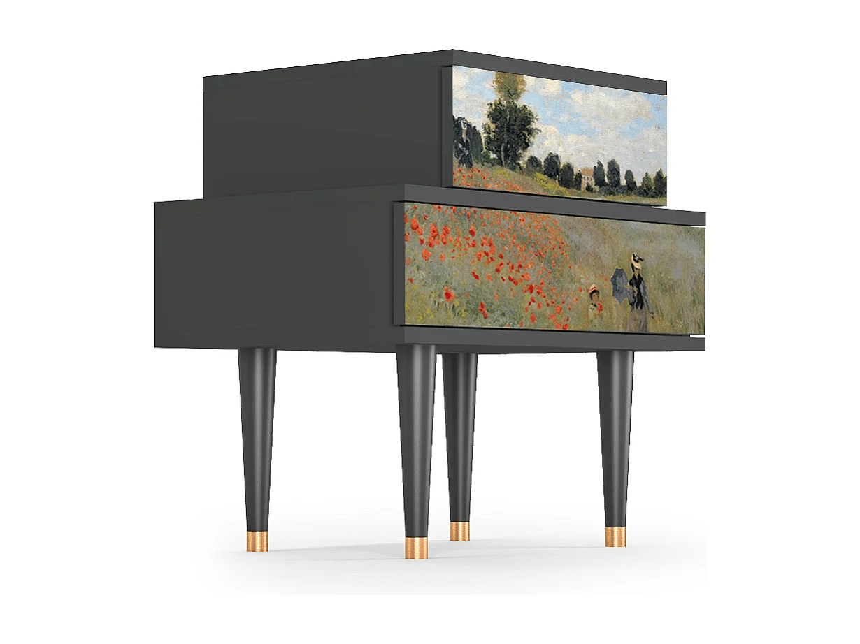 Table de nuit - 58х58х41 cm - NS1 - The Poppy Field   , Anthracite