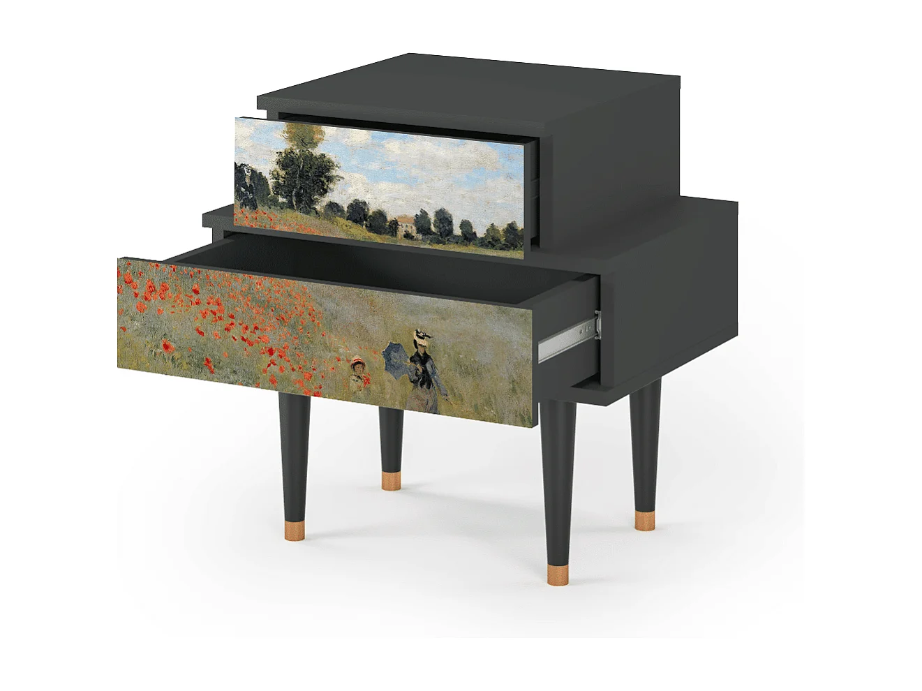Table de nuit - 58х58х41 cm - NS1 - The Poppy Field   , Anthracite