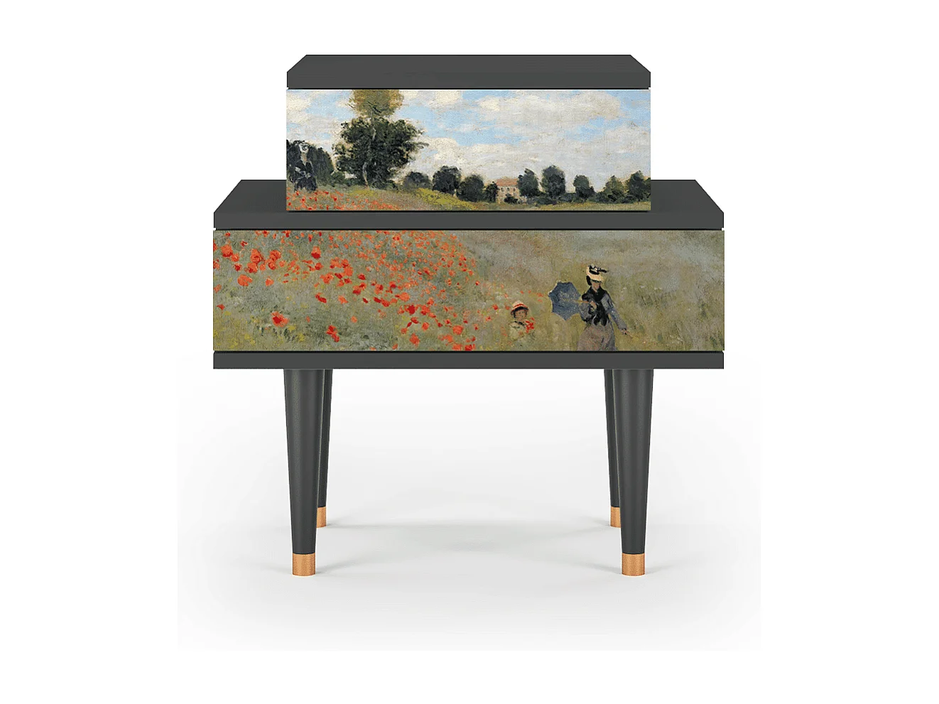 Table de nuit - 58х58х41 cm - NS1 - The Poppy Field   , Anthracite