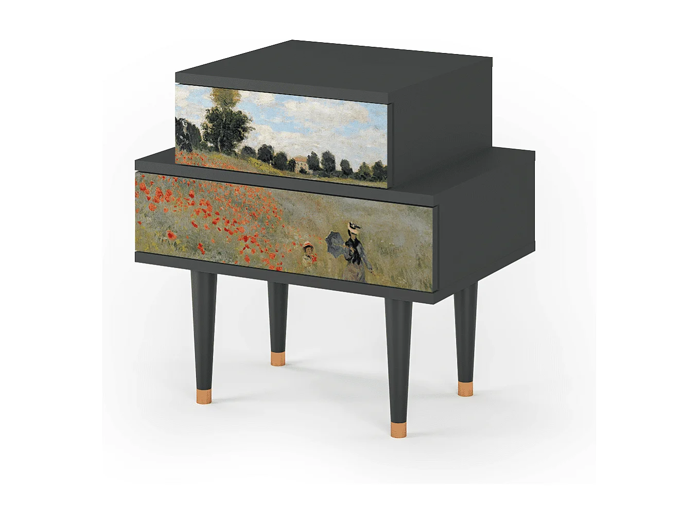 Table de nuit - 58х58х41 cm - NS1 - The Poppy Field   , Anthracite