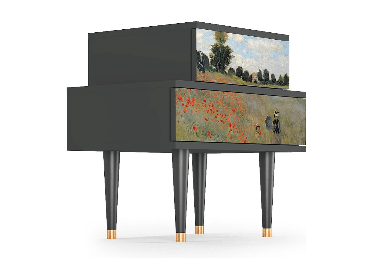 Table de nuit - 58х58х41 cm - NS1 - The Poppy Field   , Anthracite