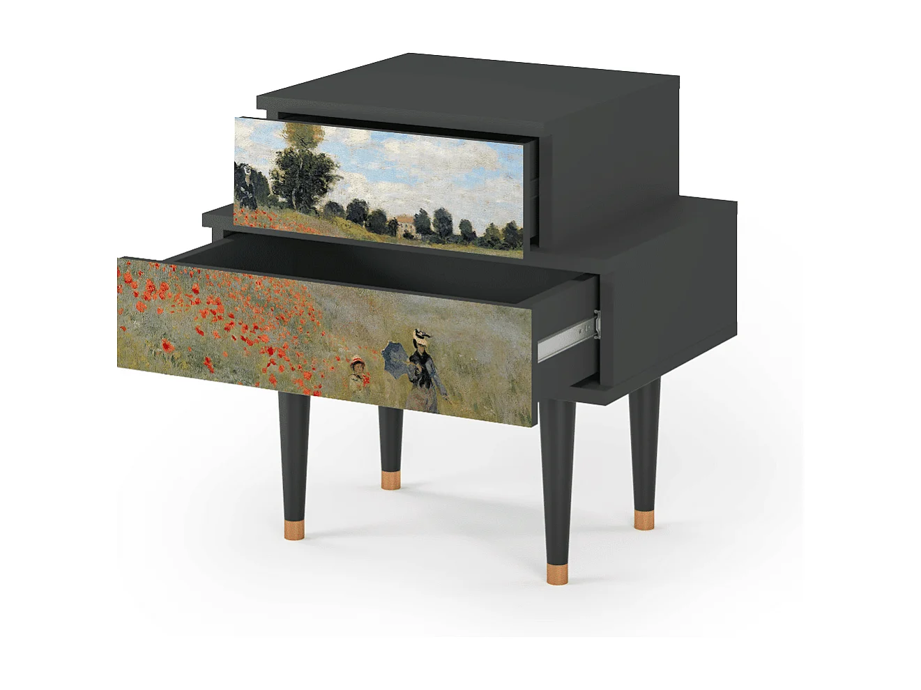 Table de nuit - 58х58х41 cm - NS1 - The Poppy Field   , Anthracite