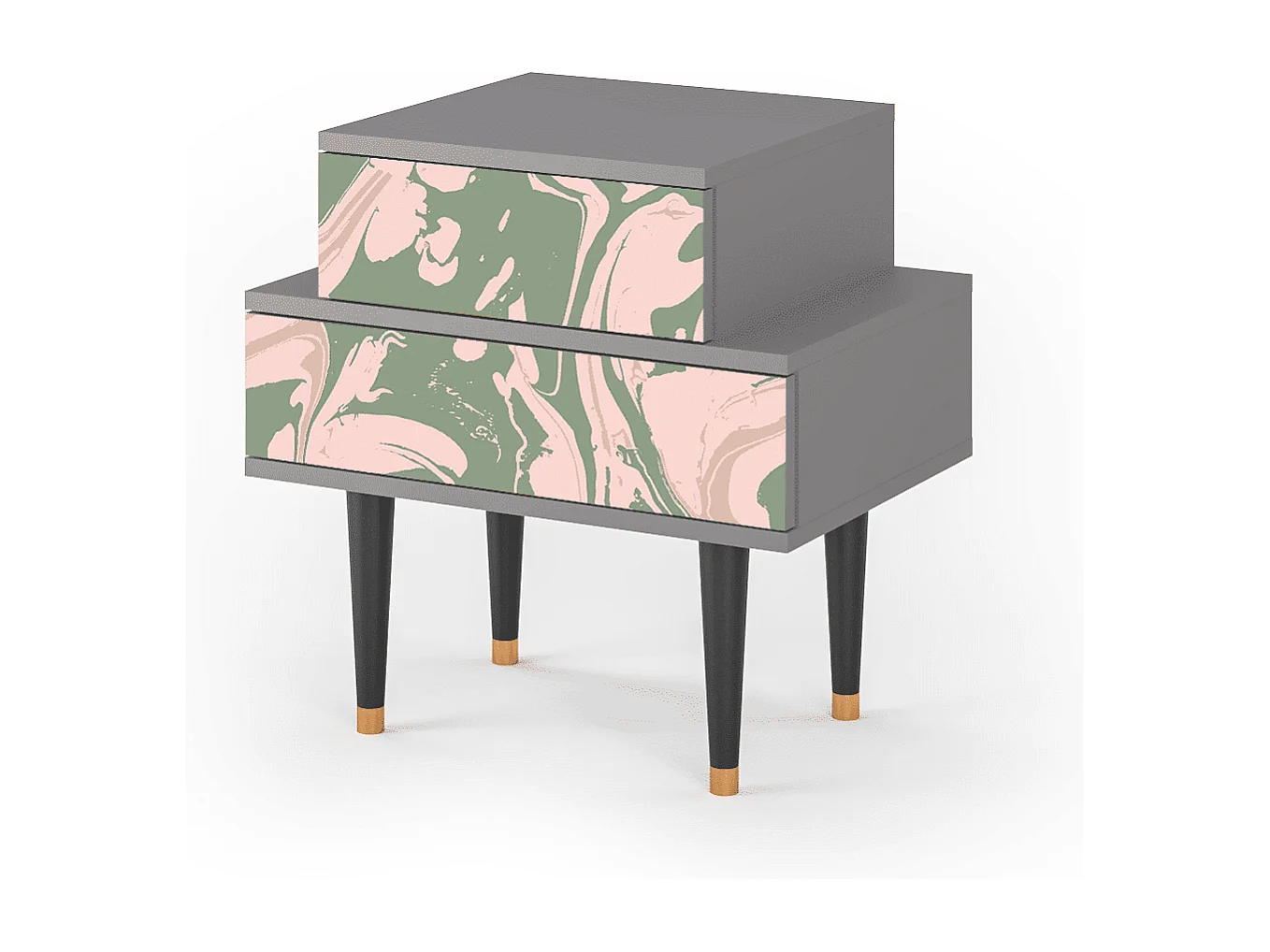 Table de nuit - 58х58х41 cm - NS1 - Aquarelle, Gris