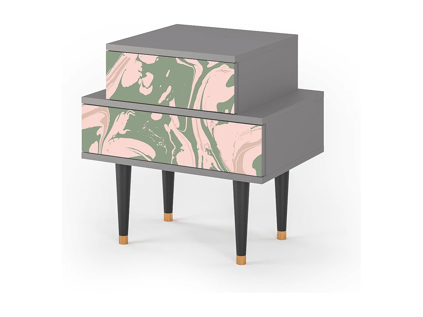 Table de nuit - 58х58х41 cm - NS1 - Aquarelle, Gris