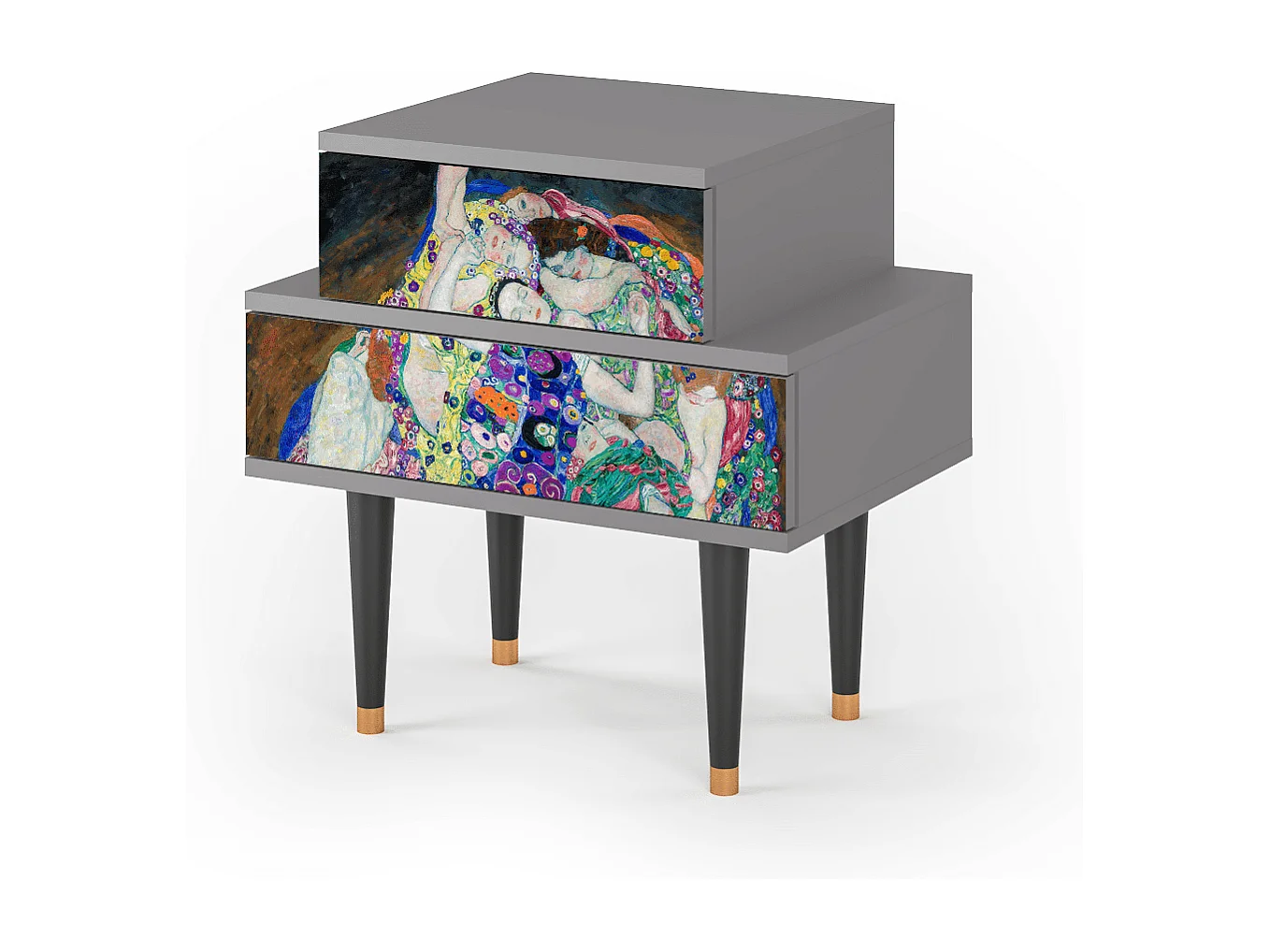 Stolik nocny - 58х58х41 cm - NS1 - The Maiden by Klimt, Szary