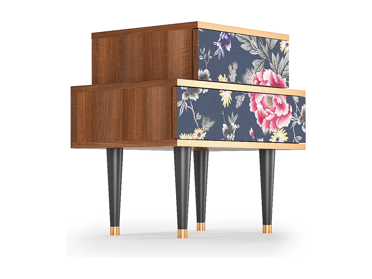 Mesita de noche - 58х58х41 cm - NS1 - Dark Flower Bed, Nogal